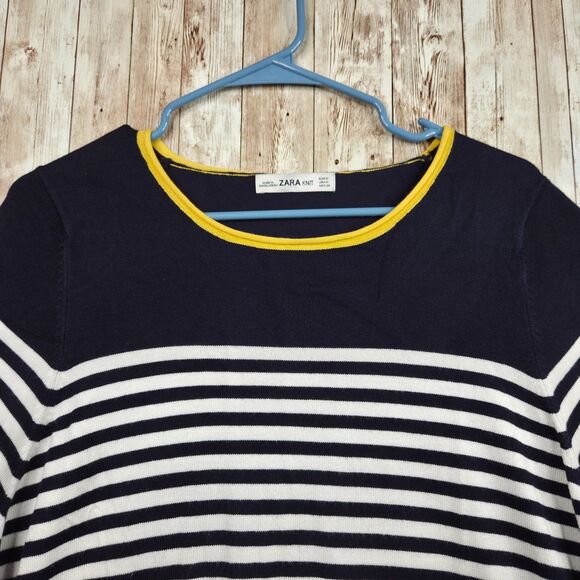 ZARA KNIT Women's Short Sleeve Striped Top Size Medium Viscose Blend Multicolor - Picture 3 of 10